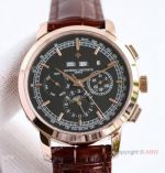 TW Factory Copy Vacheron Constantin Traditionnelle Chronograph Perpetual Calendar Watch Rose Gold Black Dial